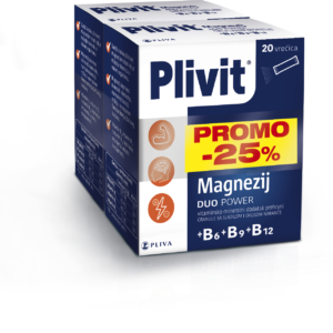 PROMO Plivit Magnezij Duo Power (1+1) – Visoko učinkovit magnezijev citrat za optimalnu funkciju mišića i živčanog sustava.