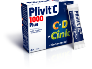 Plivit C 1000 Plus šumeće tablete sa vitaminom C i cinkom, pakovanje od 20 tableta.