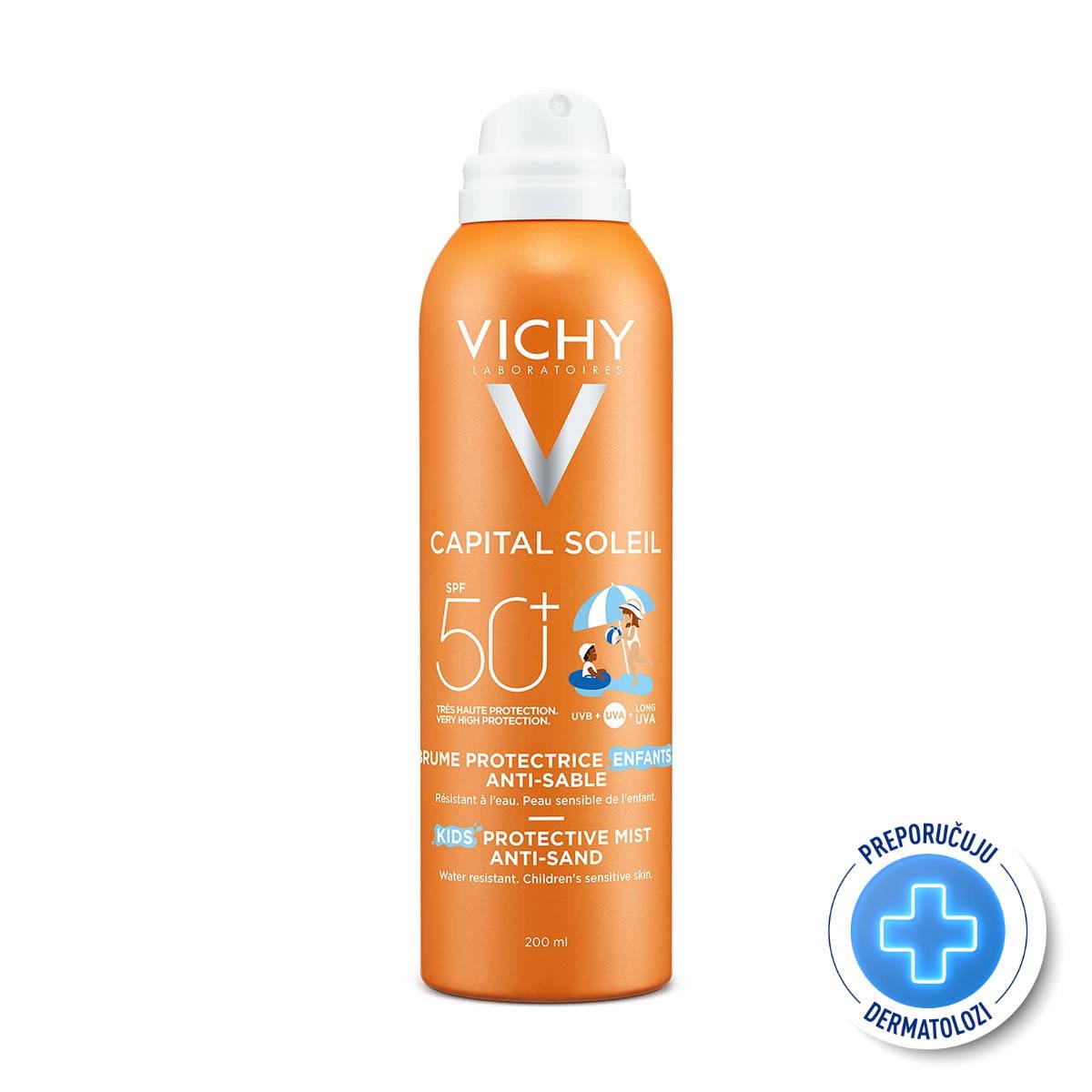 VICHY Capital Soleil Dječji sprej protiv priljepljivanja pijeska na kožu SPF50+ 200ml